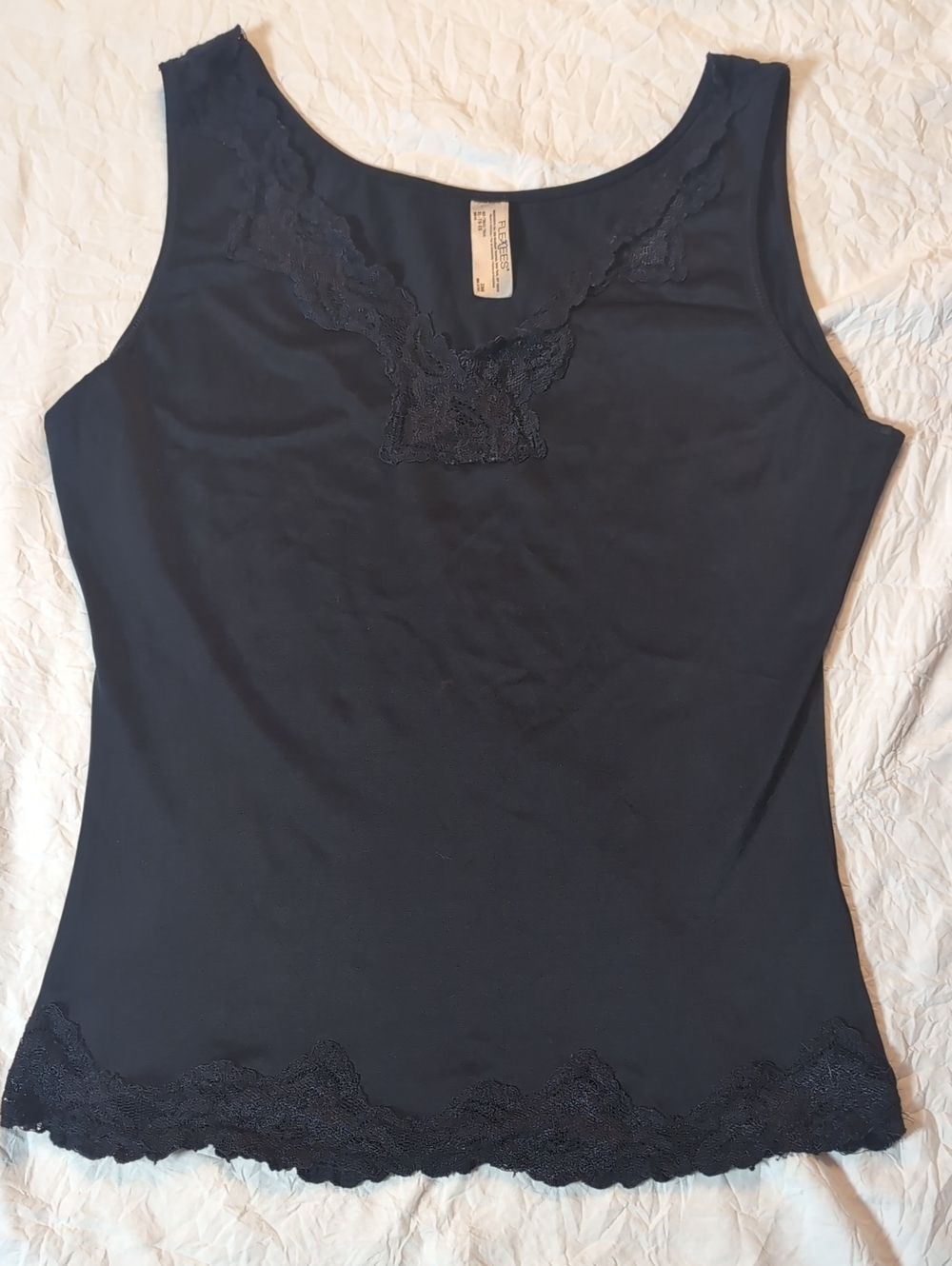 Maidenform Flexees Black Shaping Camisole V-Neck Lace Trim Control Cami Size XL